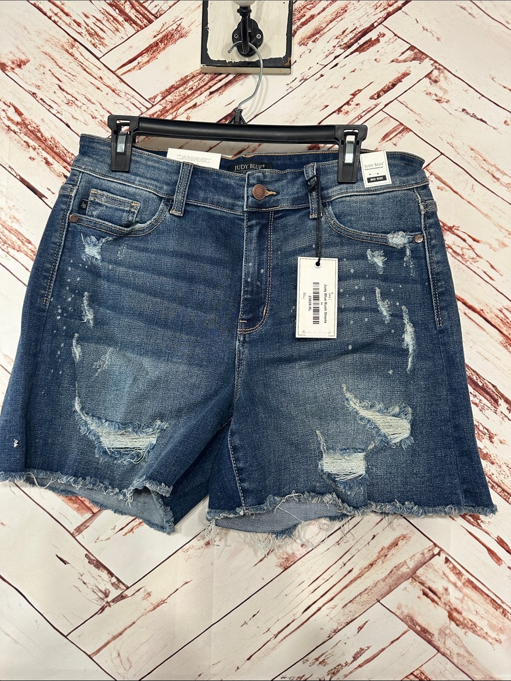 NWT Judy Blue Distressed Dark Blue Denim Cutoff Shorts